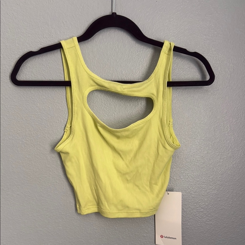 Lululemon Athletica Yellow Cut-Out Crop Tank Top